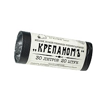 Мешки для мусора 30 л, черные, в рулоне 20 шт., ПНД, 7 мкм, 560х440 мм, Крепаномъ, 4607075710580 в Белорецке