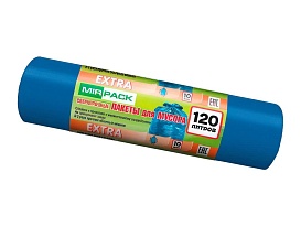 Мешки для мусора 120 л, синие, в рулоне 10 шт., ПНД, 14 мкм, 1100х700 мм, EXTRA, ex1201802 в Белорецке