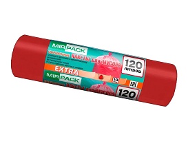 Мешки для мусора 120 л, красные, в рулоне 10 шт., ПНД, 14 мкм, 1100х700 мм, EXTRA, ex1201805 в Белорецке