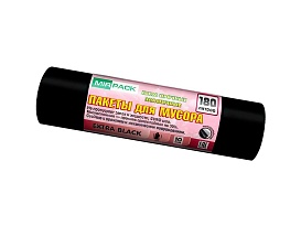 Мешки для мусора 180 л, ароматизированные, черные, в рулоне 10 шт., ПВД, 50 мкм, 1100х930 мм, EXTRA black, 18008301 в Белорецке