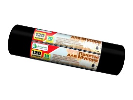 Мешки для мусора 120 л, черные, в рулоне 10 шт., ПНД, 12 мкм, 1100х700 мм, MIRPACK Classik, 1201011 в Белорецке