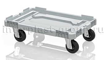 Тележка пластиковая сплошная без тормозов усиленная серая в Белорецке Тележка пластиковая сплошная без тормозов усиленная серая в Белорецке