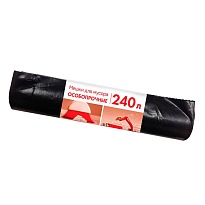 Мешки для мусора 240 л, черные, в рулоне 10 шт., ПВД 100 мкм, 1350х900 мм, Концепция Быта, 603887 в Белорецке
