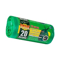 Мешки для мусора 20 л, биоразлагаемые, с ручками, черные, в рулоне 30 шт., ПНД, 10 мкм, 550х440 мм, Крепак, 4607075710047 в Белорецке
