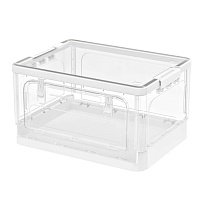 Ящик пластиковый складной прозрачный, дно белое, 360х235х230 мм, с колесиками в Белорецке