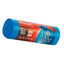 Мешки для мусора 160 л, синие, в рулоне 10 шт., ПВД, 21 мкм, 1200х870 мм, PACLAN Big&Strong, 604075 в Белорецке