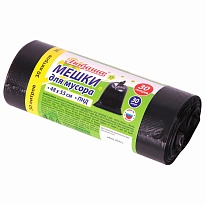 Мешки для мусора 30 л, черные, в рулоне 30 шт., ПНД, 7 мкм, 550х480 мм, Любаша, 608089 в Белорецке