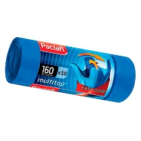 Мешки для мусора 160 л, с ушками, синие, в рулоне 10 шт., ПВД, 30 мкм, 1250х900 мм, PACLAN Multitop, 604064 в Белорецке