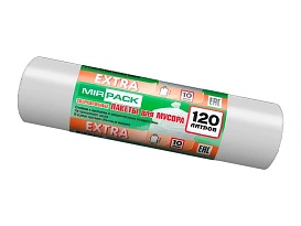 Мешки для мусора 120 л, белые, в рулоне 10 шт., ПНД, 14 мкм, 1100х700 мм, EXTRA, ex1201803 в Белорецке