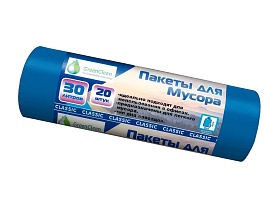 Мешки для мусора 30 л, синие, в рулоне 20 шт., ПНД, 7 мкм, 600х500 мм, MIRPACK Classik, 302041 в Белорецке