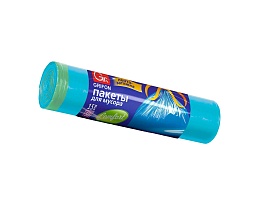 Мешки для мусора 50 л, с завязками, голубые, в рулоне 15 шт., ПНД, 14 мкм, 700х600 мм, GRIFON, 101-063 в Белорецке