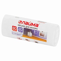 Мешки для мусора 60 л, белые, в рулоне 20 шт., ПНД, 7 мкм, 680х580 мм, LAIMA, 605539 в Белорецке