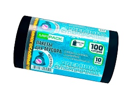 Мешки для мусора 100 л, черные, в рулоне 10 шт., ПВД, 70 мкм, 1000х600 мм, PREMIUM+, 1001076 в Белорецке
