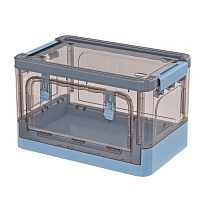 Ящик пластиковый складной прозрачный коричневый, дно синее, 360х235х230 мм, с колесиками в Белорецке
