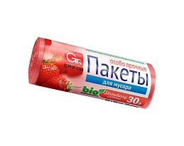 Мешки для мусора 30 л, ароматизированные, Клубника, красные, в рулоне 20 шт., ПНД, 9 мкм, 560х530 мм, GRIFON Aroma, 101-020 K в Белорецке