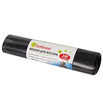 Мешки для мусора 240 л, черные, в рулоне 5 шт., ПВД 30 мкм, 1300х900 мм, Любаша, 605338 в Белорецке