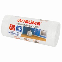 Мешки для мусора 35 л, белые, в рулоне 30 шт., ПНД, 6 мкм, 550х480 мм, LAIMA, 605538 в Белорецке