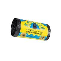 Мешки для мусора 20 л, с ушками, черные, в рулоне 30 шт., ПНД, 10 мкм, 550х440 мм, Крепакоф, 4607075710221 в Белорецке