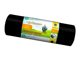 Мешки для мусора 180 л, ароматизированные, черные, в рулоне 10 шт., ПВД, 100 мкм, 1100х930 мм, Добрыня, Dob18010black в Белорецке