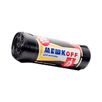 Мешки для мусора 60 л, черные, в рулоне 20 шт., ПНД, 9 мкм, 700х600 мм, МЕШКОFF, 4045 в Белорецке