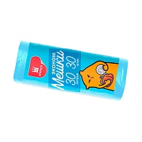 Мешки для мусора 30 л, синие, в рулоне 30 шт., ПНД, 5 мкм, 560х480 мм, Эконом, МЭ3841 (ПМ-30-30) в Белорецке
